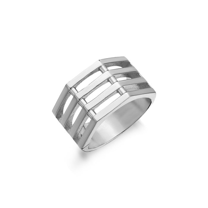 cage ring silver